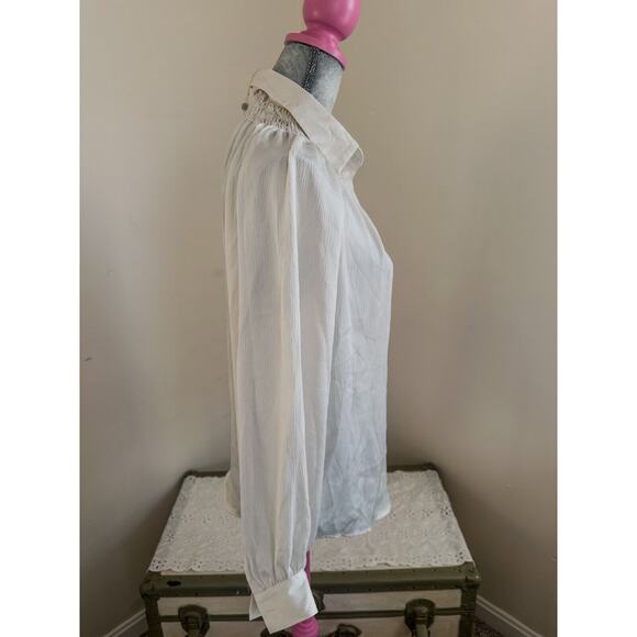 Max Studio Womens Large Button Up Blouse Long Sleeve Top Ivory Cream NWT - Picture 3 of 7